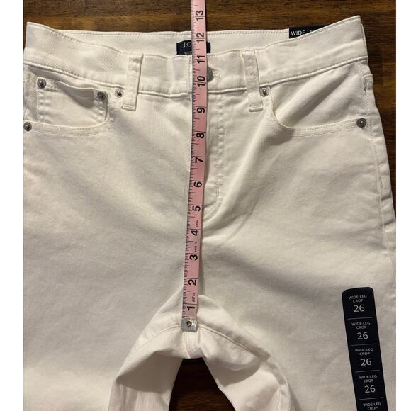 J Crew Women's 26 Jeans Wide Leg Crop High Rise Stretch Denim White Raw Hem - Picture 9 of 11